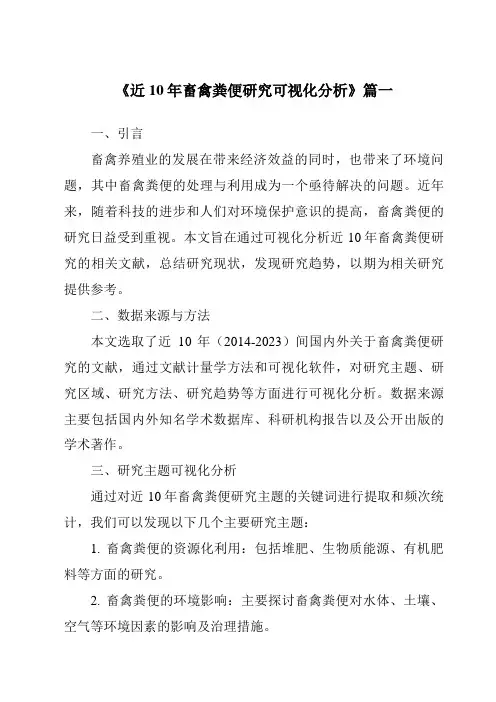 《2024年近10年畜禽粪便研究可视化分析》范文