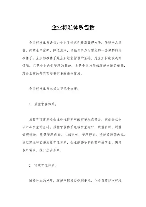 企业标准体系包括