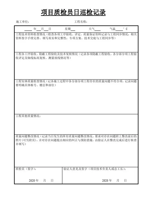 质检员日巡检记录