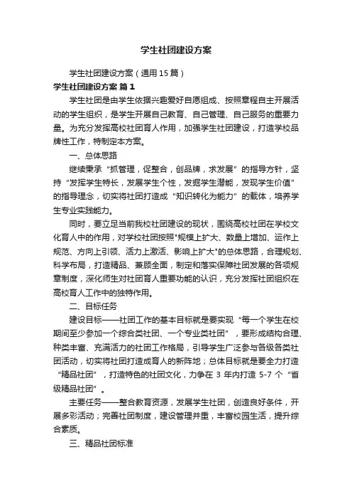学生社团建设方案