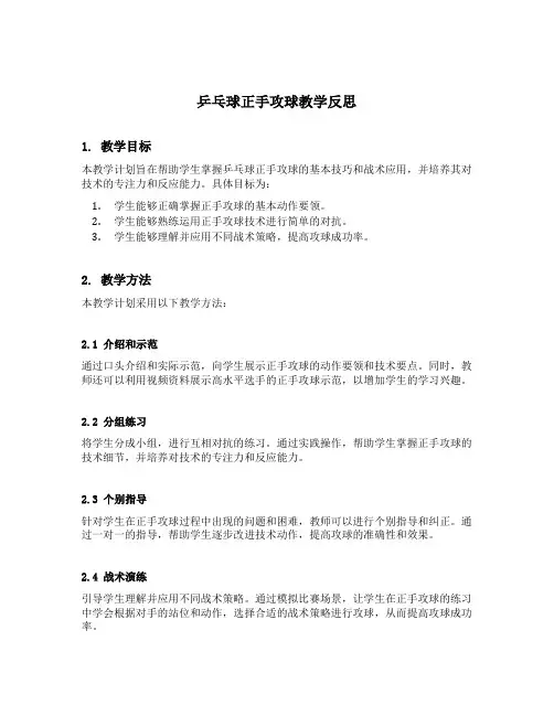 乒乓球正手攻球教学反思