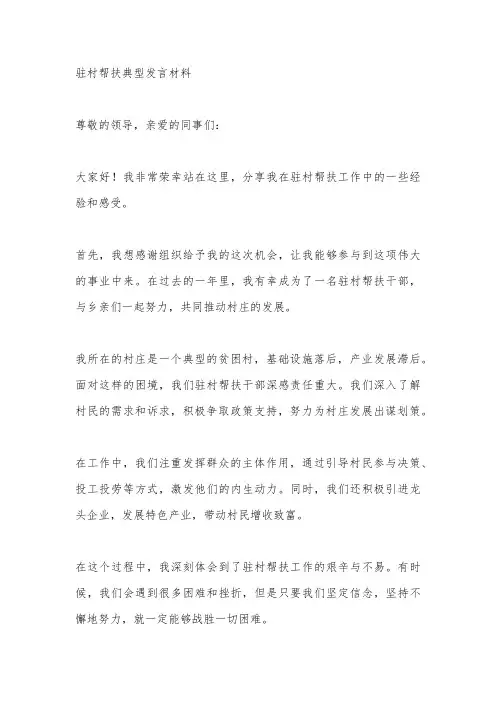 驻村帮扶典型发言材料