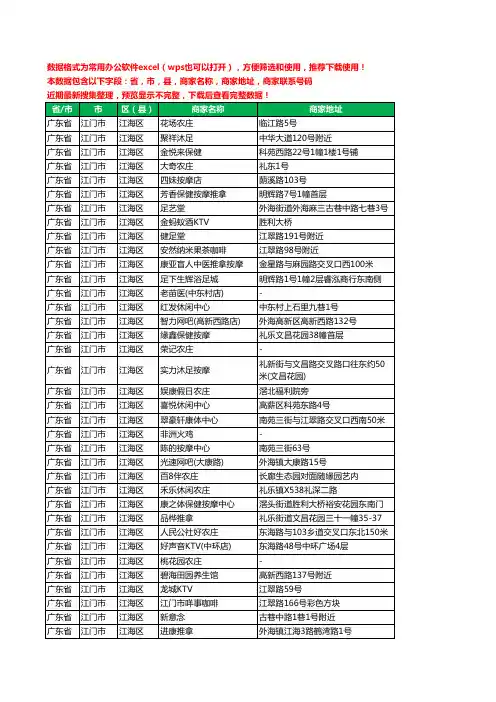 2020新版广东省江门市江海区休闲娱乐工商企业公司商家名录名单黄页联系电话号码地址大全309家
