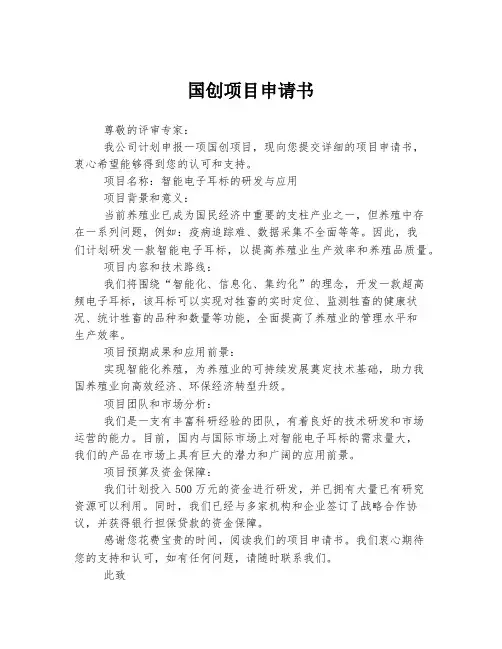 国创项目申请书