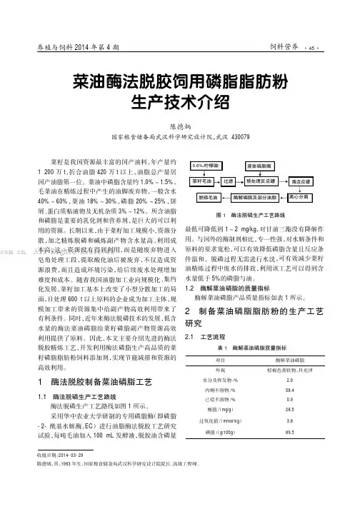 菜油酶法脱胶饲用磷脂脂肪粉生产技术介绍