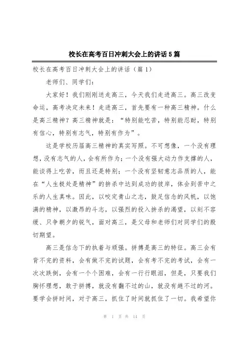 校长在高考百日冲刺大会上的讲话5篇