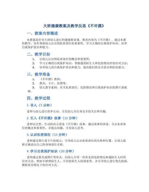 大班健康教案及教学反思《不许摸》
