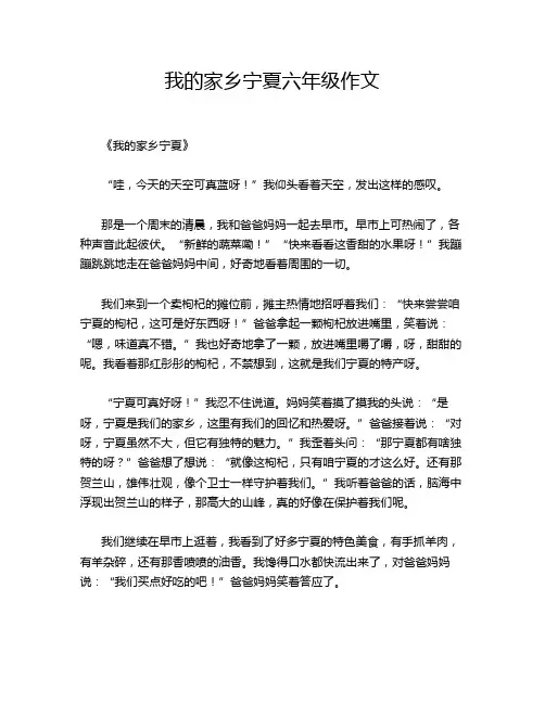 我的家乡宁夏六年级作文