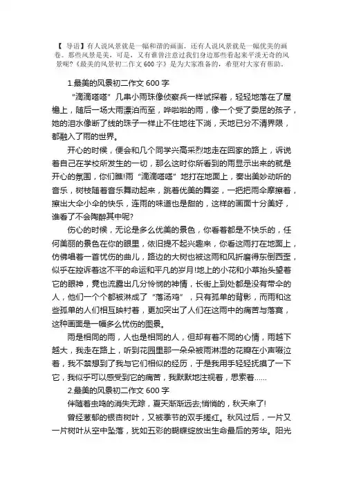 最美的风景初二作文600字【5篇】