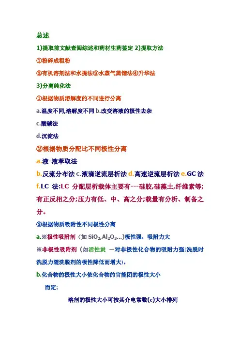 各类提取分离方法