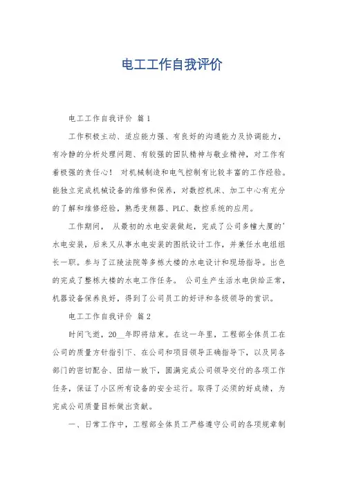 电工工作自我评价