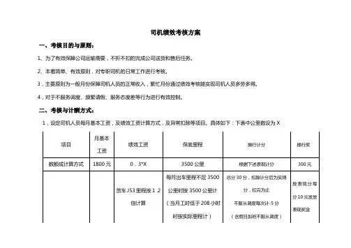 司机绩效考核方案