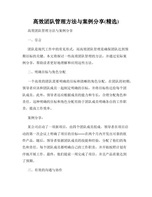 高效团队管理方法与案例分享(精选)