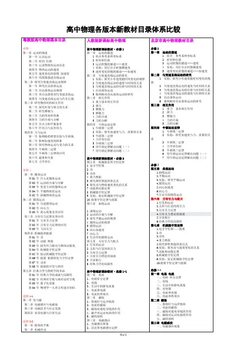 高中物理(各版本教材目录)