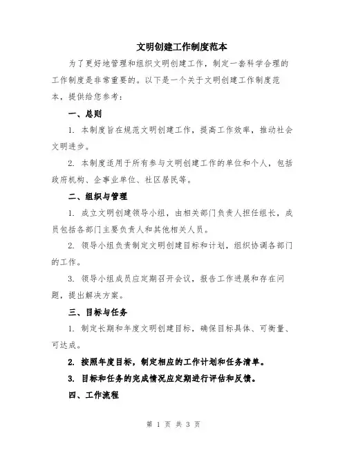 文明创建工作制度范本