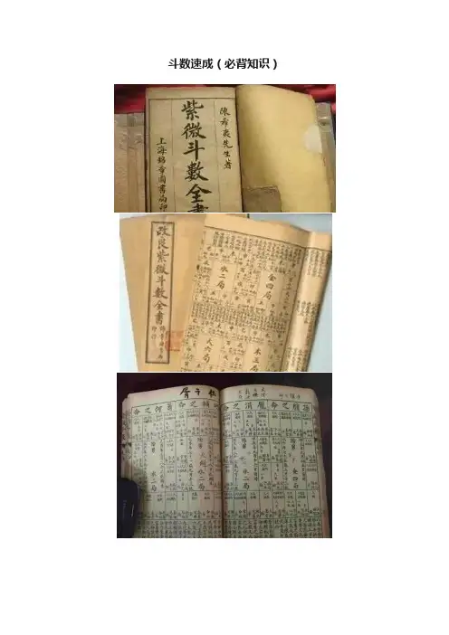 斗数速成（必背知识）