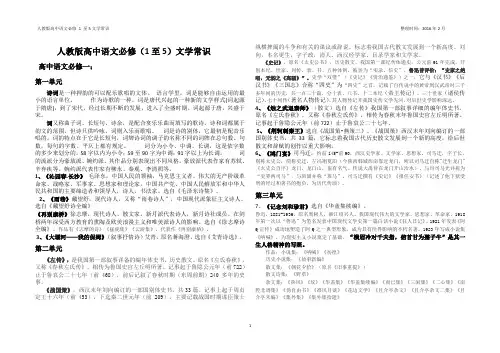 人教高中语文必修(1-5)文学常识新