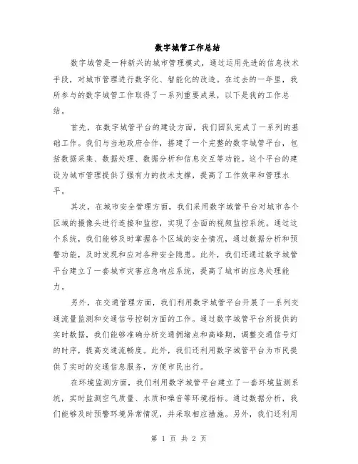 数字城管工作总结