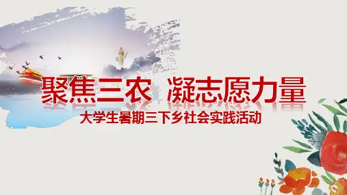 聚焦三农凝志愿力量大学生暑假三下乡社会实践活动PPT