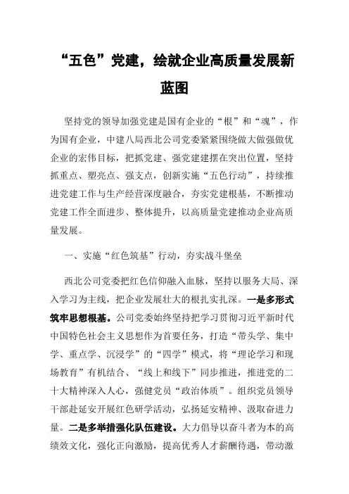 “五色”党建，绘就企业高质量发展新蓝图