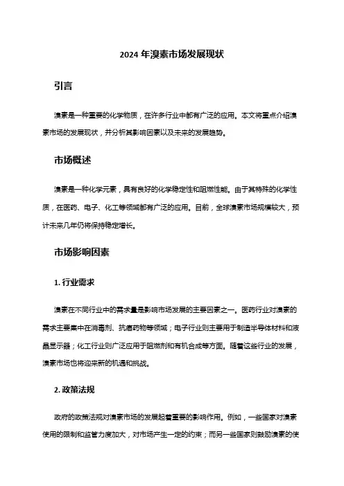 2024年溴素市场发展现状