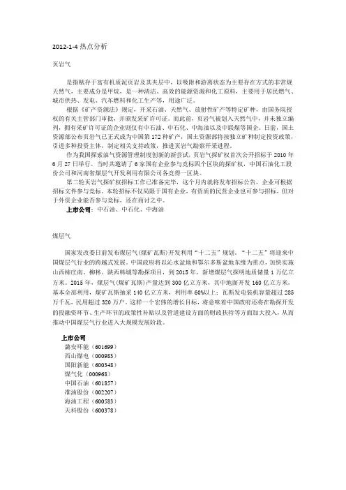 页岩气、煤层气、油页岩