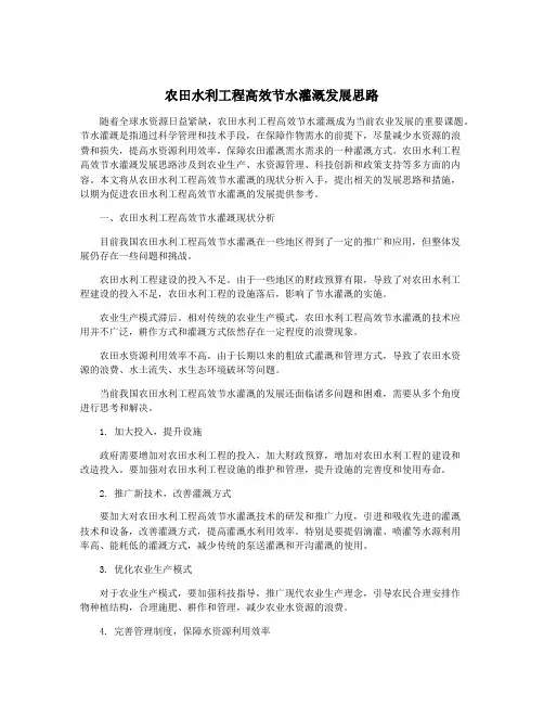 农田水利工程高效节水灌溉发展思路