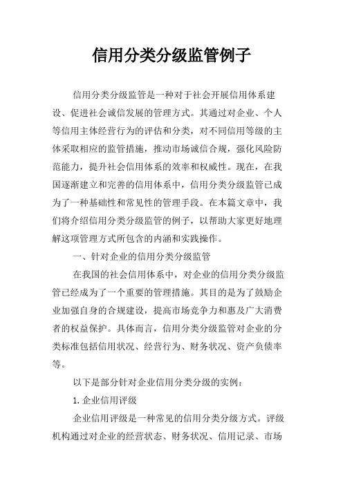 信用分类分级监管例子