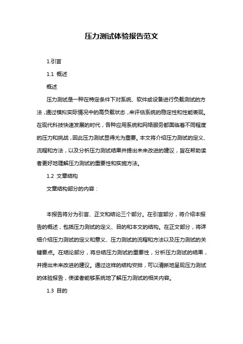 压力测试体验报告范文