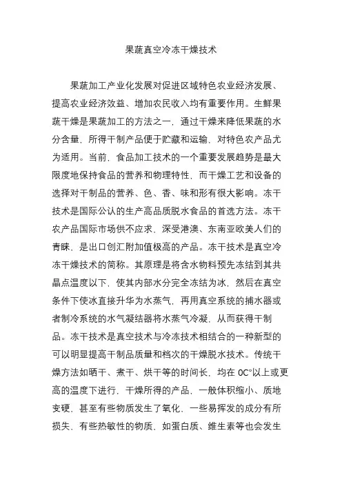 果蔬真空冷冻干燥技术