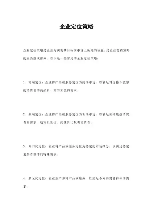 企业定位策略