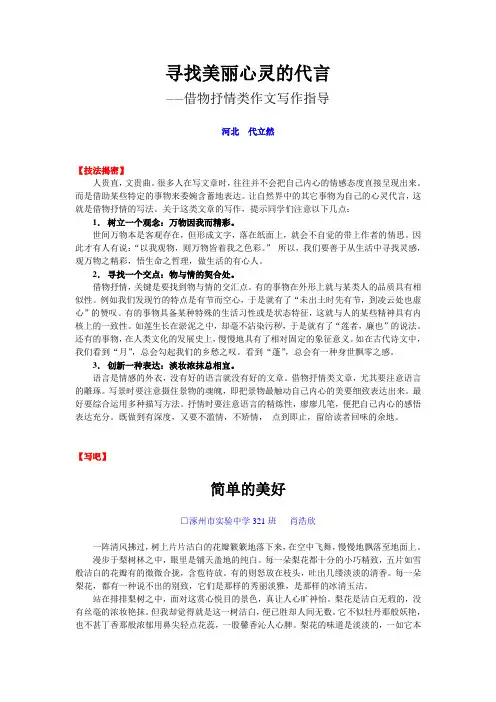 借物抒情作文指导