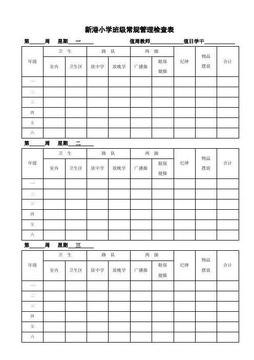 班级常规管理检查表