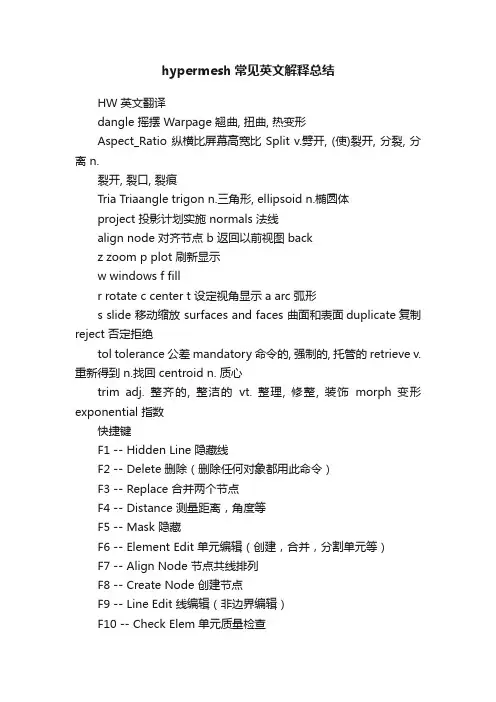 hypermesh常见英文解释总结