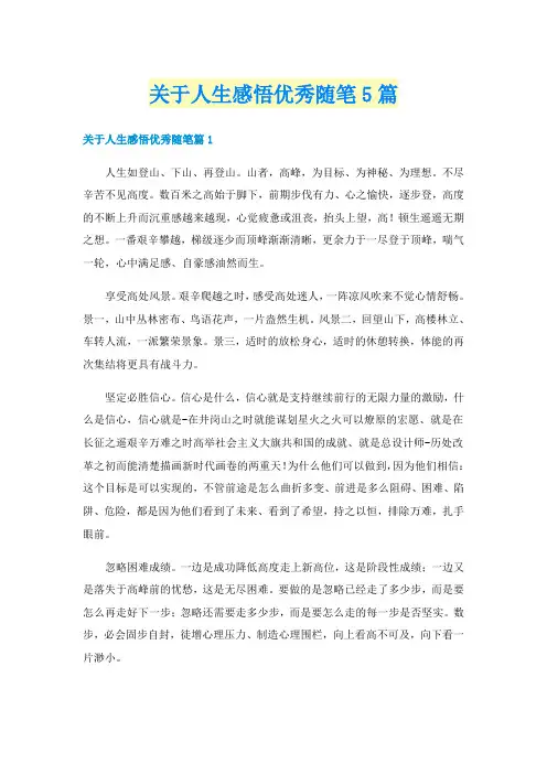 关于人生感悟优秀随笔5篇