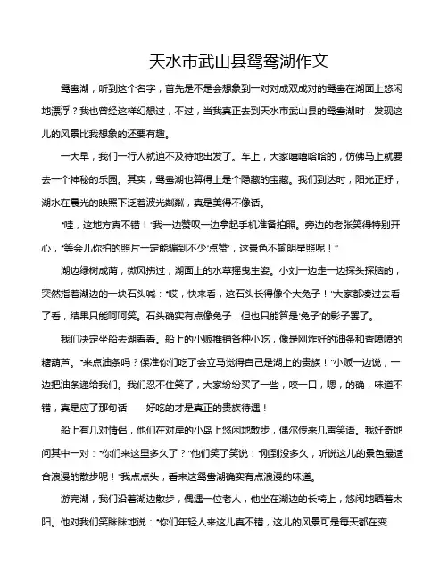 天水市武山县鸳鸯湖作文