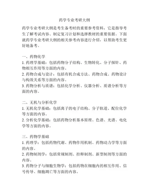 药学专业考研大纲