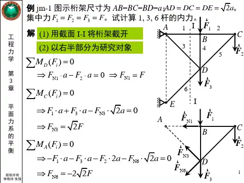 例题-桁架-截面法