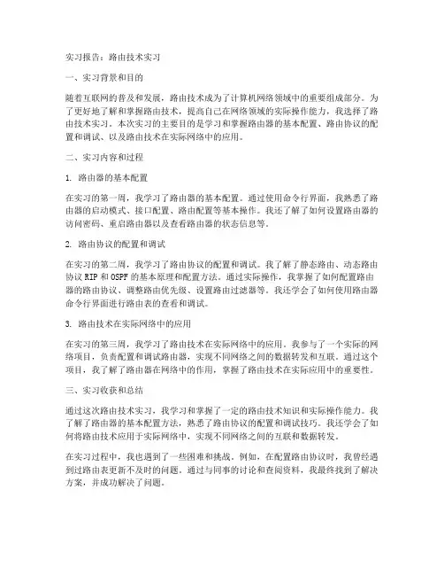 路由技术实习报告