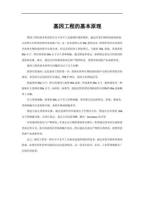 基因工程的基本原理