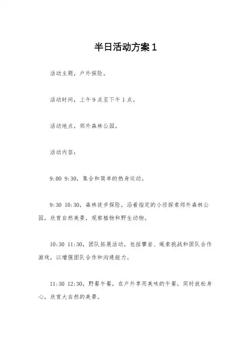 半日活动方案1