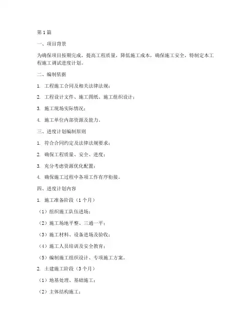 工程施工调试进度计划(3篇)