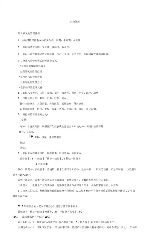银行从业资格考试-风险管理知识点(必备)