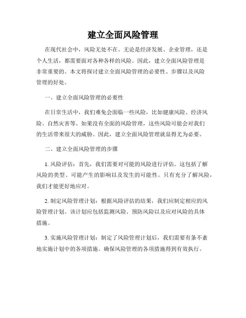 建立全面风险管理