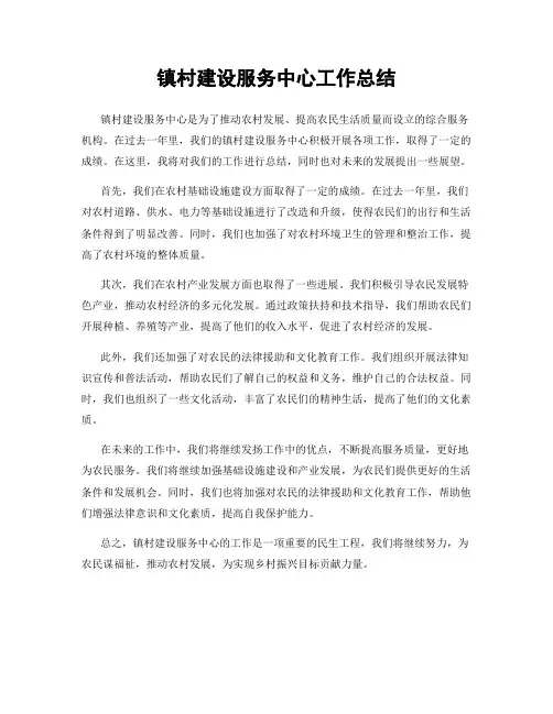 镇村建设服务中心工作总结