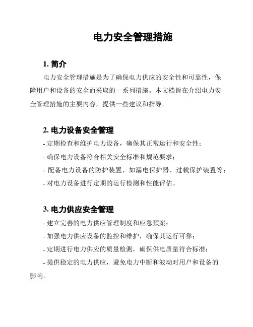 电力安全管理措施