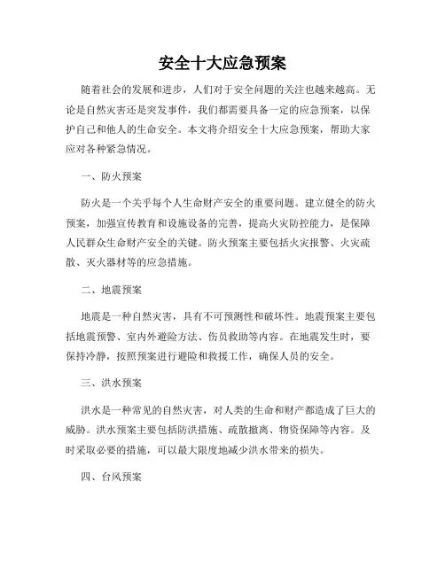 安全十大应急预案