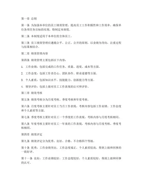 施工单位员工绩效管理制度