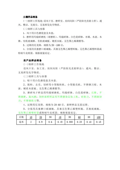 土壤样品制备