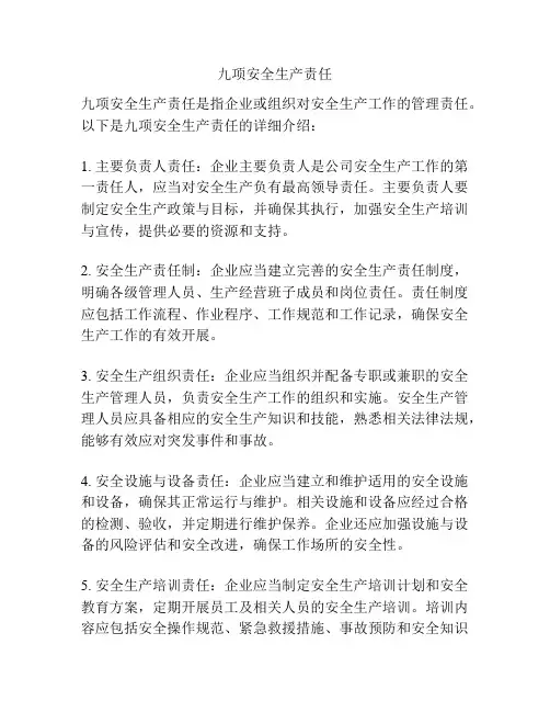 九项安全生产责任